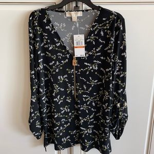 NWT Michael Michael Kors 3/4 sleeves zip top